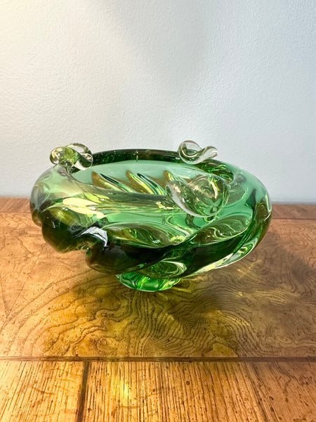 Fantastic Murano art glass green ashtray 8 x5 for pick up only