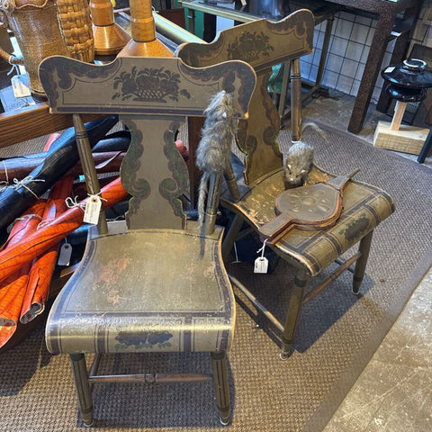 pair of antique, painted Pennsylvania Dutch chairs. 1920s.