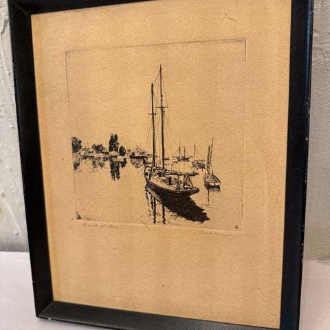 Vintage Lithograph Quiet Waters by Lionel Barrymore 8.5x11