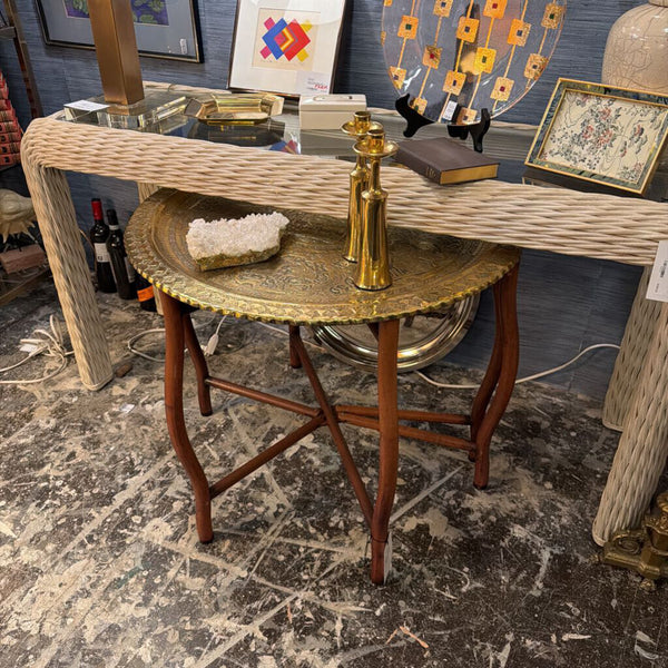 Vintage Brass round table on wooden base