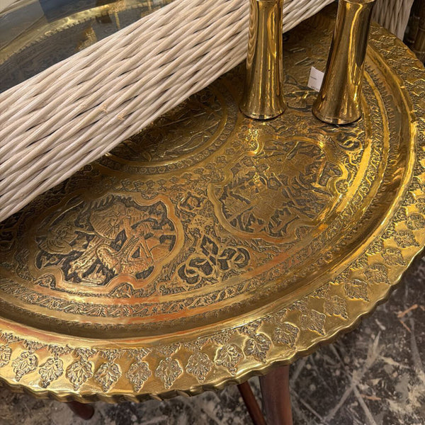 Vintage Brass round table on wooden base