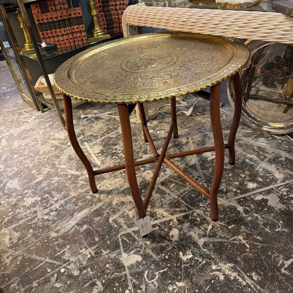 Vintage Brass round table on wooden base