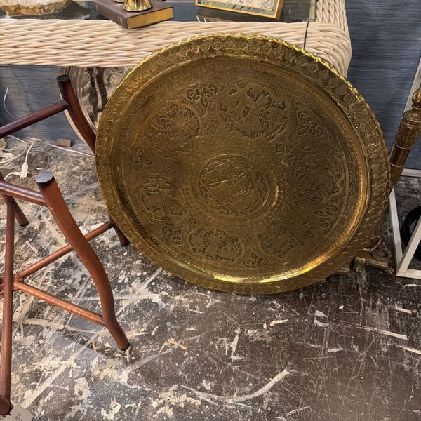 Vintage Brass round table on wooden base