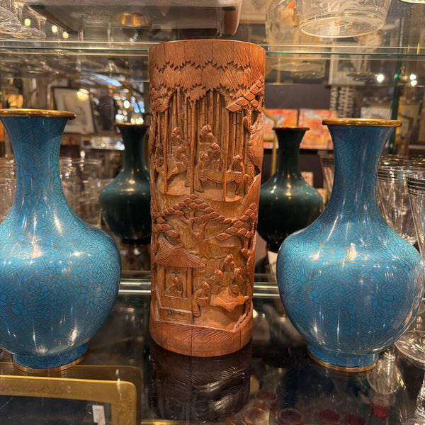 Wooden Carved Asian brush holder