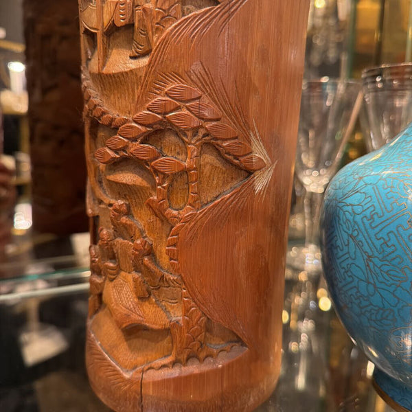 Wooden Carved Asian brush holder