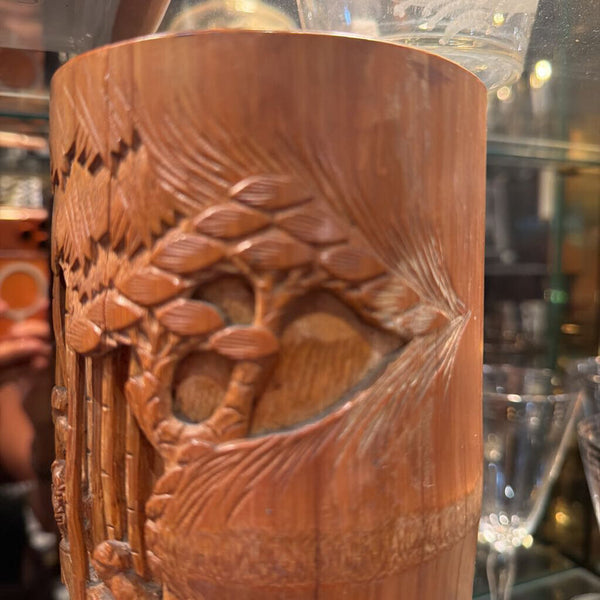 Wooden Carved Asian brush holder