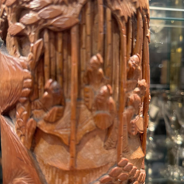 Wooden Carved Asian brush holder
