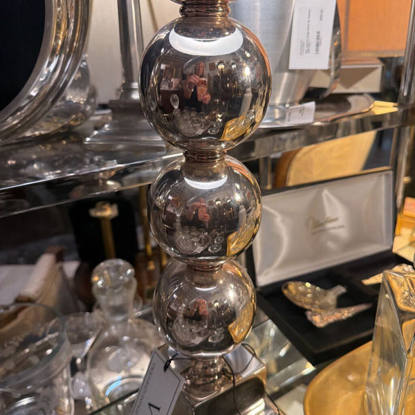 Silver balled lamp with black shade
