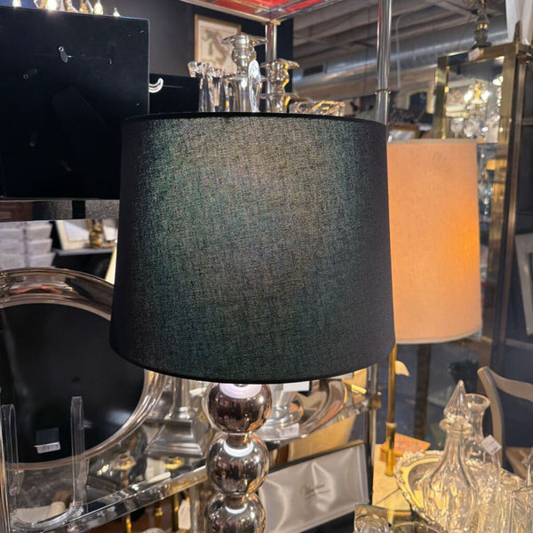 Silver balled lamp with black shade