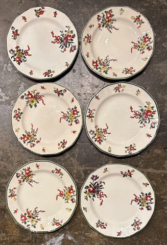 VINTAGE ROYAL DOULTON ENGLISH IRONSTONE FLORAL PLATES - SET OF 6 | 6.5" DIAMETER