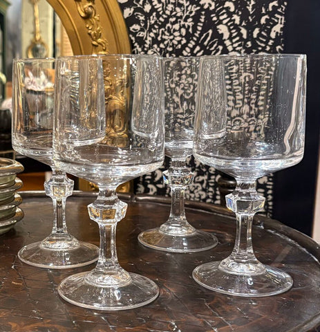 VINTAGE CRISTAL D'ARQUES-DURAND WINE GLASSES -SET OF 4 | 6.5"H X 3"W