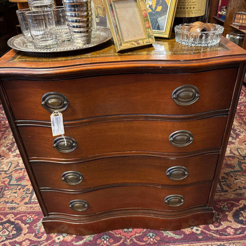Vintage Mahogany Chest with drawers leather top 17x29x30T pickup only