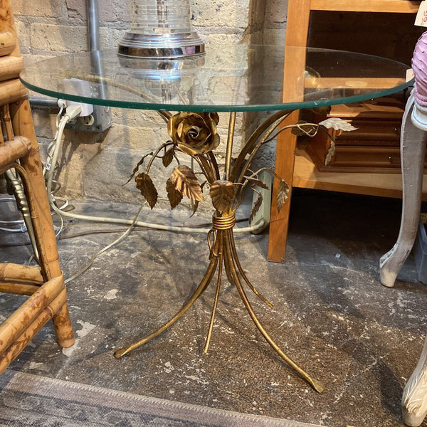 Vintage Italian Gilt flower table (17h x 19w in)