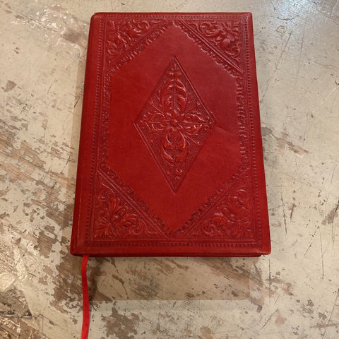 Tooled red leather journal (6x8.5 in)