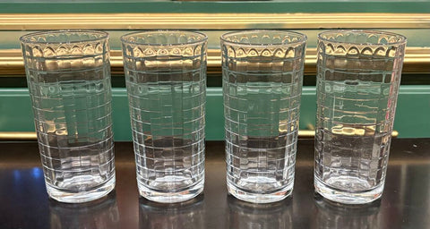VINTAGE PASABAHCE BLOCK OPTIC COCKTAIL GLASSES - SET OF 4 | 5.25"H X 2.5"W