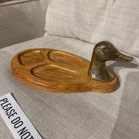 Brass and Wood Duckhead Tray