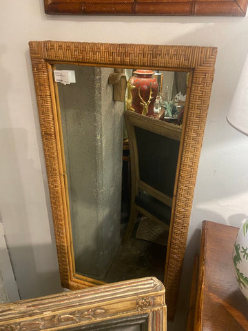 Vintage Italian rattan mirror