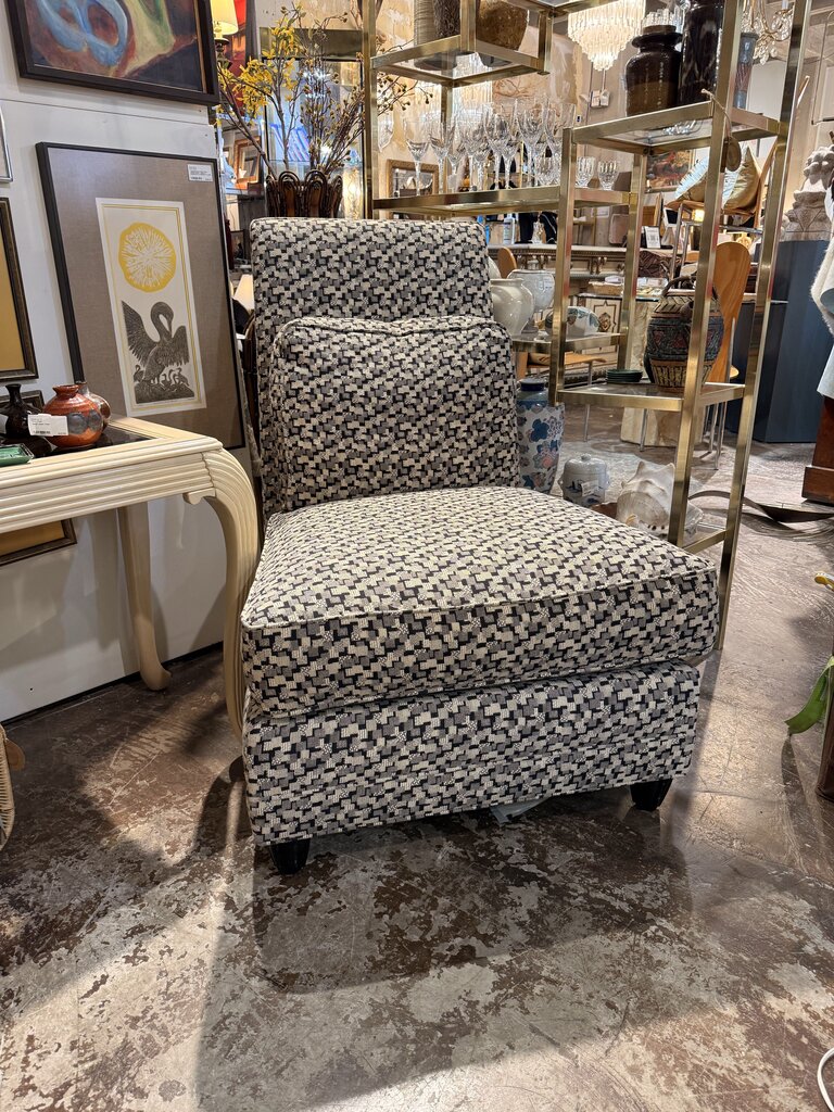 PAIR Custom Made Thayer Coggin Slipper Chairs with Down back cushion. 32 d x 30 w x 42 h IN STORE PICK UP