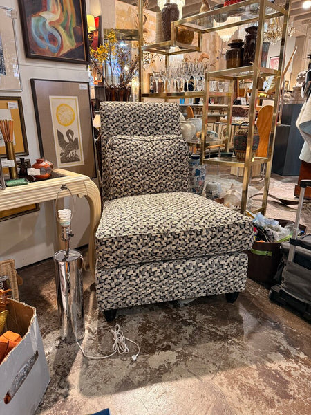 PAIR Custom Made Thayer Coggin Slipper Chairs with Down back cushion. 32 d x 30 w x 42 h IN STORE PICK UP