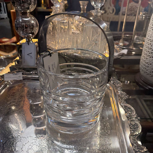 Heavy glass vintage Ice Bucket with handle