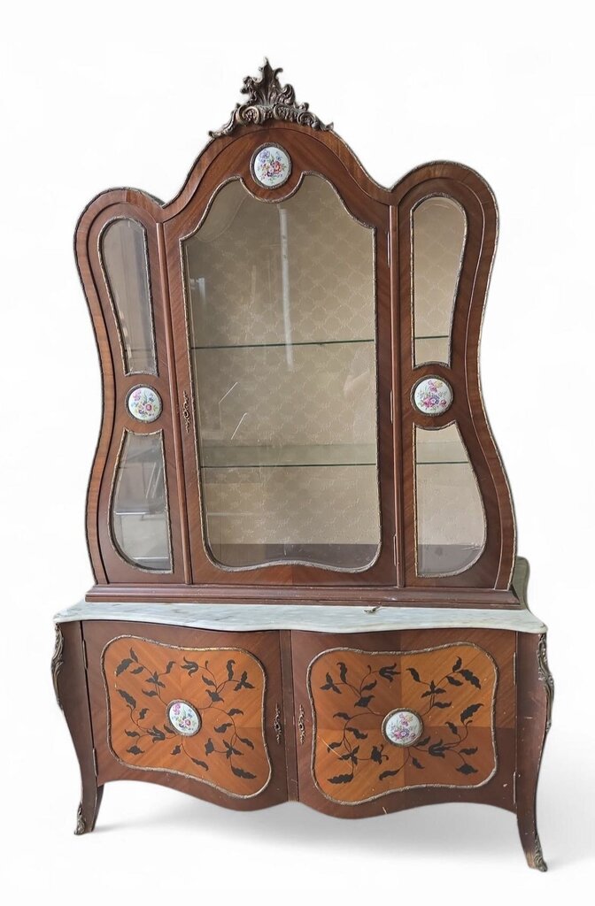 FRENCH CABINET WITH MARBLE TOP 83X53X21 IN STORE PICK UP ONLY