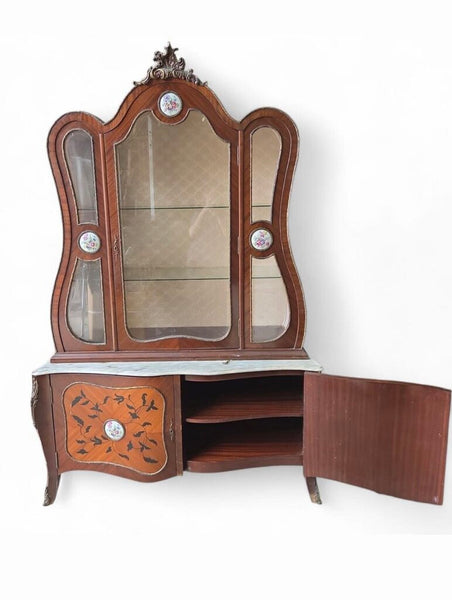 FRENCH CABINET WITH MARBLE TOP 83X53X21 IN STORE PICK UP ONLY