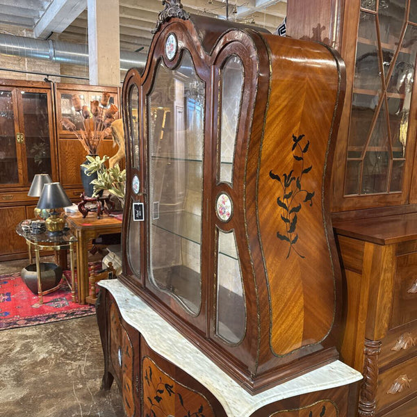 FRENCH CABINET WITH MARBLE TOP 83X53X21 IN STORE PICK UP ONLY