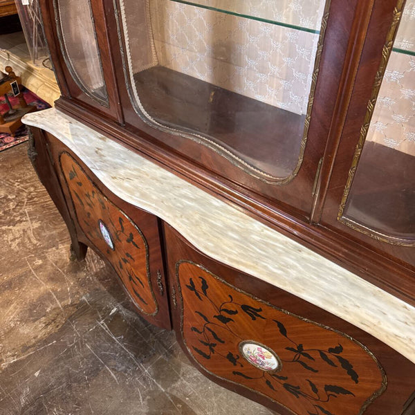 FRENCH CABINET WITH MARBLE TOP 83X53X21 IN STORE PICK UP ONLY
