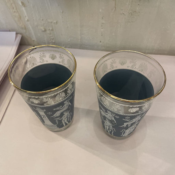 Pair of Vintage Jeannette Wedgewood Style Blue-White-Gold Glasses