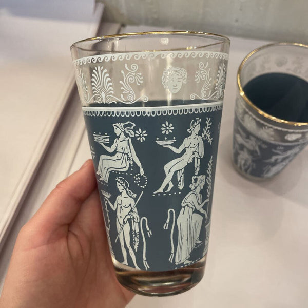 Pair of Vintage Jeannette Wedgewood Style Blue-White-Gold Glasses