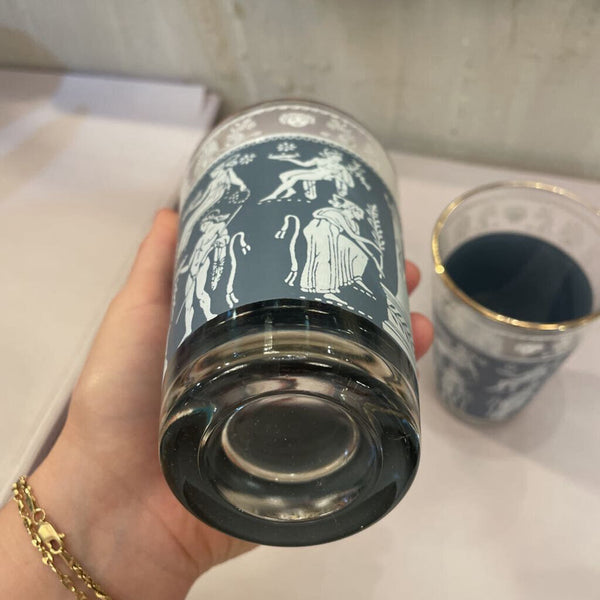 Pair of Vintage Jeannette Wedgewood Style Blue-White-Gold Glasses