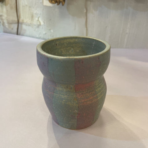 Blue and Pink Striped Studio Pottery Vase