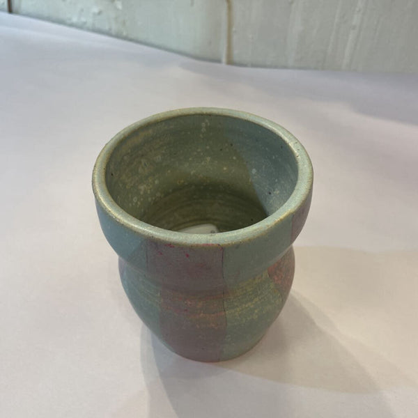 Blue and Pink Striped Studio Pottery Vase