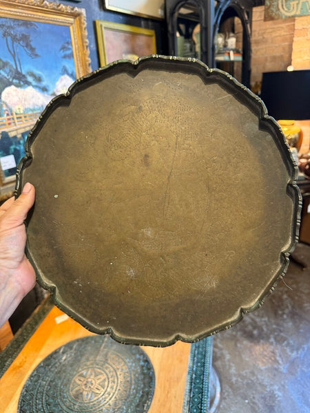 Round brass Asian tray 14in diameter