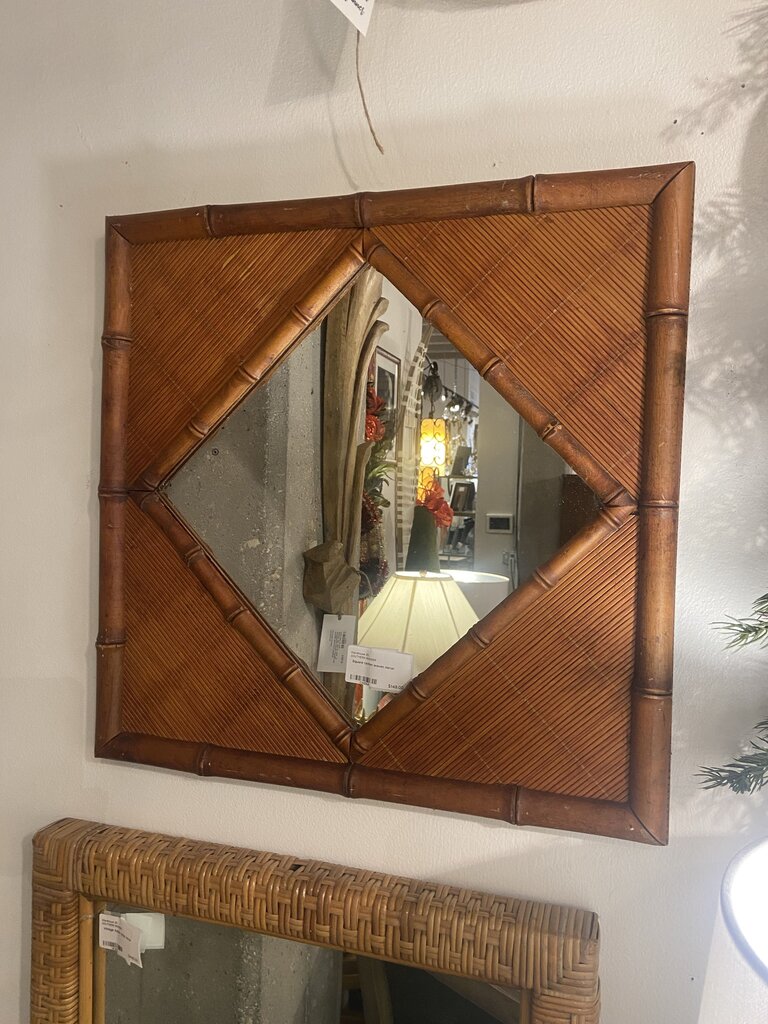 Square rattan woven mirror