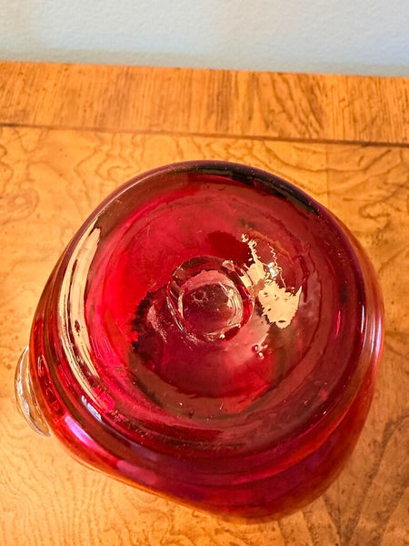 MCM red art glass sm pitcher