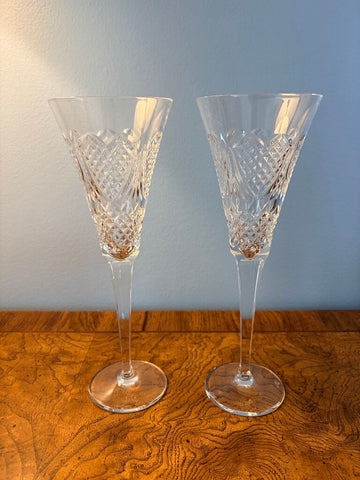 Pair Waterford sweetheart large champagne flutes