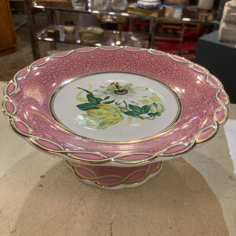Vintage English floral porcelain footed bowl (3.5h 9w in.)