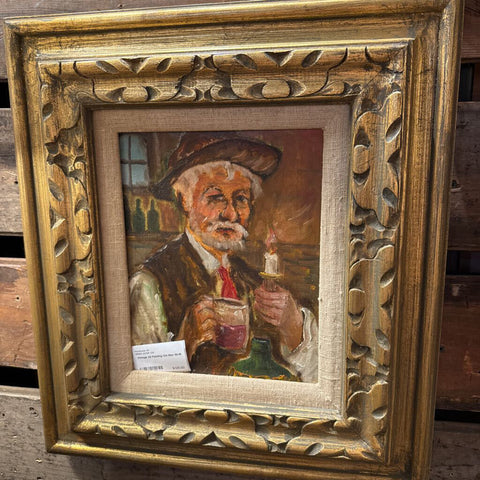 Vintage Oil Painting Old Man 16x18