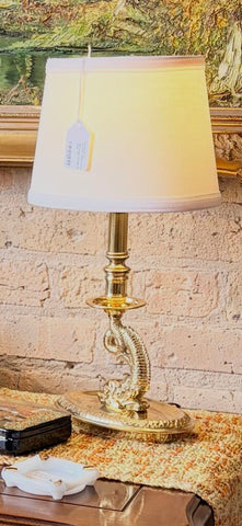 All brass vintage dolphin desk lamp 17t