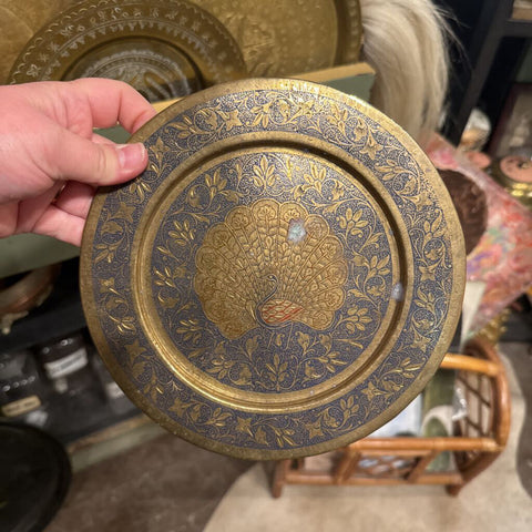 Brass Peacock Plate can be hung on wall each