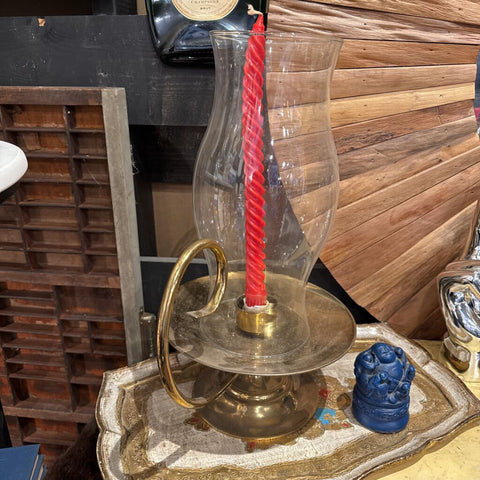Brass hurricane candle holder