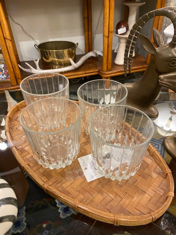 Set of 4 vtg ribbed old fashioneds