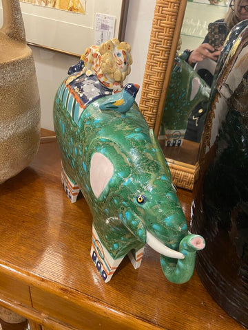 1992 original ceramic Chesapeake East green elephant with lion
