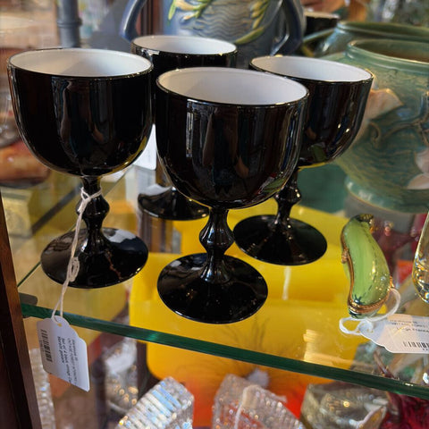Set of 4 black vintage Carlo Moretti goblets