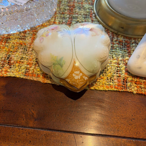 R.S. Prussia hand painted heart shaped dresser box