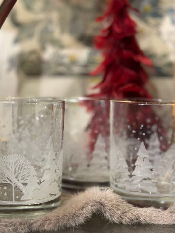 Set of eight snow scene glasses