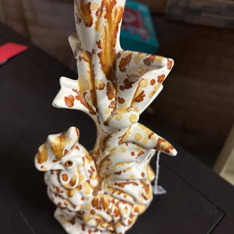 Vintage sitting Rooster - Gold glaze ceramic