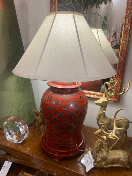 Large vintage cinnabar lamp