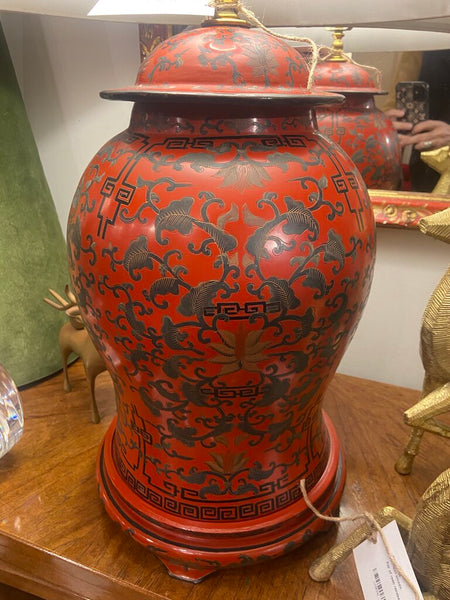 Large vintage cinnabar lamp